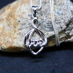 Celtic Love Knot Pendant Handmade in Sterling Silver 925 , 18" chain